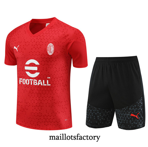 Maillot du Kit d'entrainement AC Milan Enfant + Shorts 2023/24 Rouge factory 569