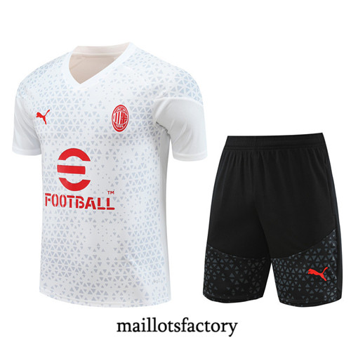 Maillot du Kit d'entrainement AC Milan Enfant + Shorts 2023/24 Blanc factory 570