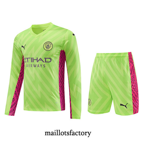 Kit d'entrainement Maillot du Manchester City Manche Longue + Short 2023/24 Vert factory 0490