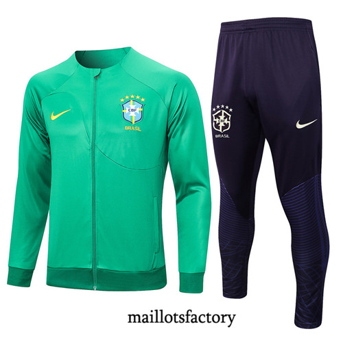 Achat Maillot Veste Survetement de foot Brésil 2023/24 Vert factory 0997