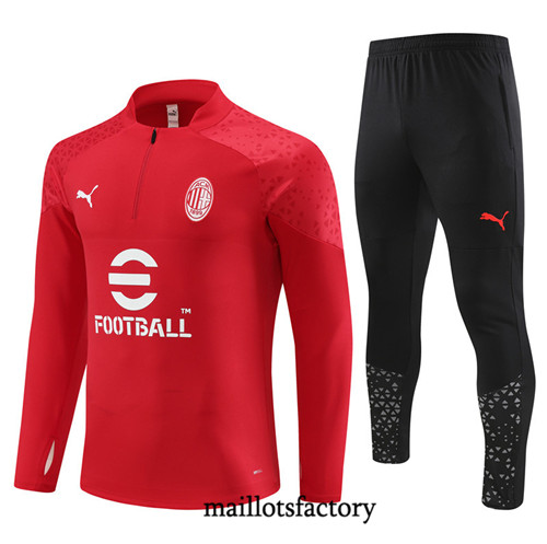 Achat Maillot Survetement Enfant de foot AC Milan 2023/24 Rouge factory 1266