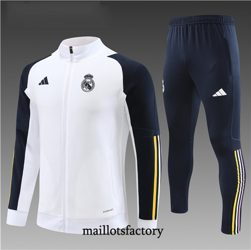 Achat Maillot Veste Survetement Enfant de foot Real Madrid 2023/24 Blanc factory 1147