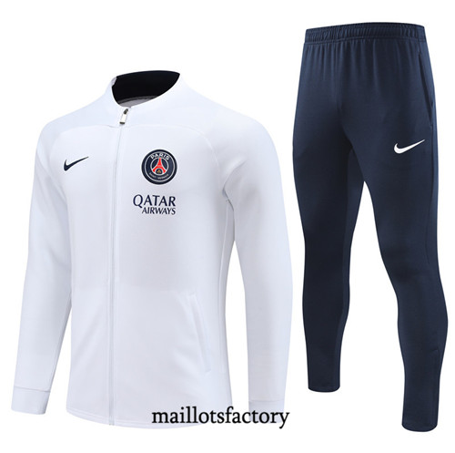 Achat Maillot Veste Survetement de foot PSG 2023/24 Blanc factory 0977