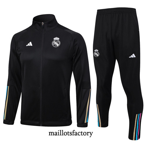 Achat Maillot Veste Survetement de foot Real Madrid 2023/24 Noir factory 0919