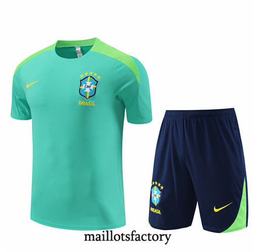Maillotsfactory 3282 Maillot du Brésil Enfant + Shorts 2024/25 vert