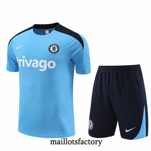 Maillotsfactory 3290 Maillot du Chelsea Enfant + Shorts 2024/25 bleu clair