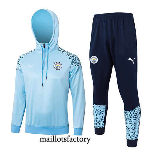Maillotsfactory 3815 Survetement Manchester City à capuche 2024/25 bleu clair