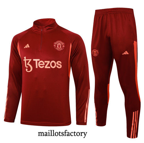 Maillotsfactory 3818 Survetement Manchester United 2024/25 rouge bordeaux