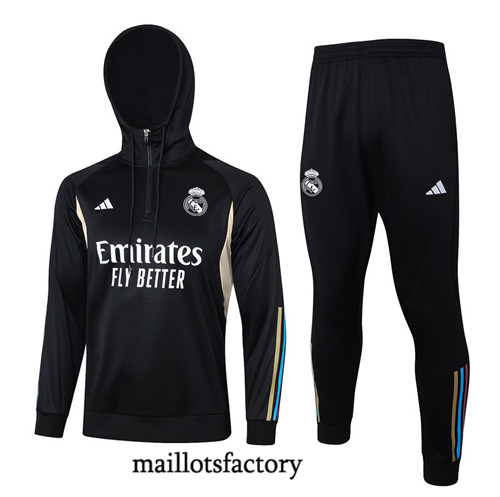 Maillotsfactory 3770 Survetement Real Madrid à capuche 2024/25 noir