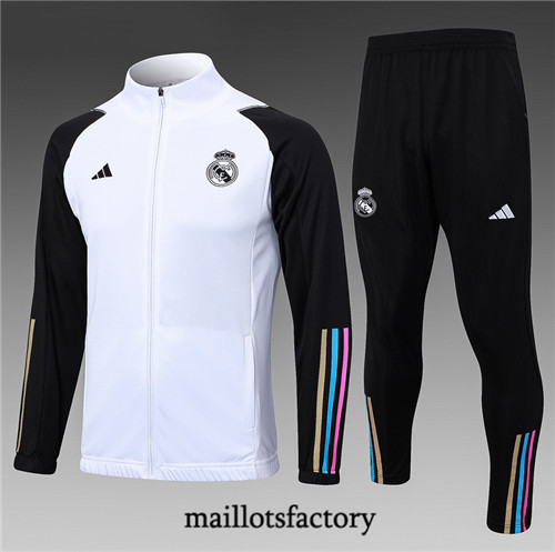 Maillotsfactory 3252 Veste Survetement Enfant Real Madrid 2024/25 Blanc