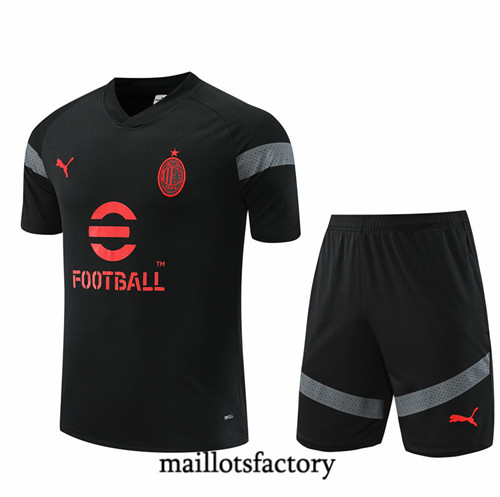 Maillots factory 23371 Kit d'entrainement Maillot du AC Milan + Short 2022/23 Noir Pas Cher Fiable