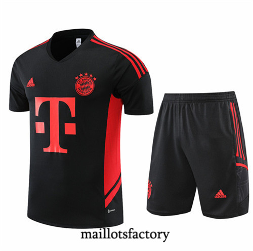 Maillots factory 23317 Kit d'entrainement Maillot du Bayern Munich + Short 2022/23 Noir Pas Cher Fiable