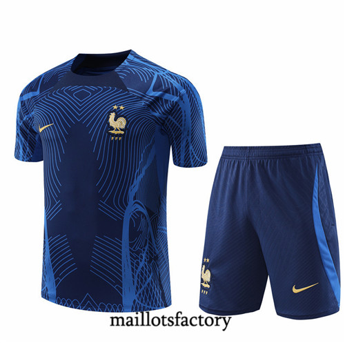 Maillots factory 23353 Kit d'entrainement Maillot du France + Short 2022/23 Bleu Pas Cher Fiable