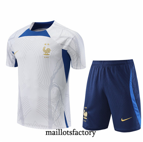Maillots factory 23354 Kit d'entrainement Maillot du France + Short 2022/23 Blanc Pas Cher Fiable