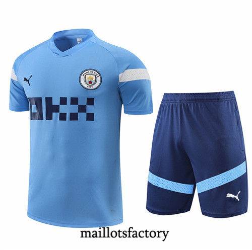 Maillots factory 23360 Kit d'entrainement Maillot du Manchester City + Short 2022/23 Bleu Pas Cher Fiable