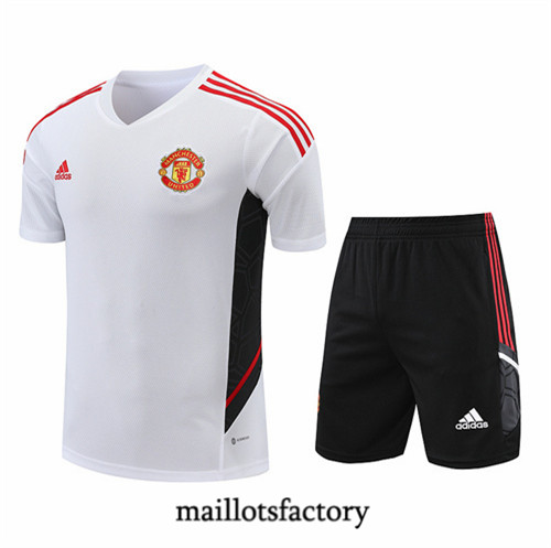 Maillots factory 23367 Kit d'entrainement Maillot du Manchester United + Short 2022/23 Blanc Pas Cher Fiable