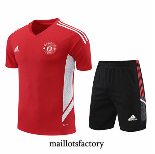 Maillots factory 23368 Kit d'entrainement Maillot du Manchester United + Short 2022/23 Rouge Pas Cher Fiable