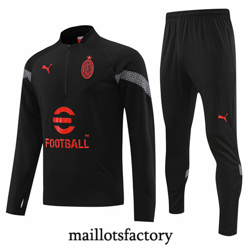 Maillots factory 23156 Survetement du foot AC Milan 2022/23 Noir Pas Cher Fiable