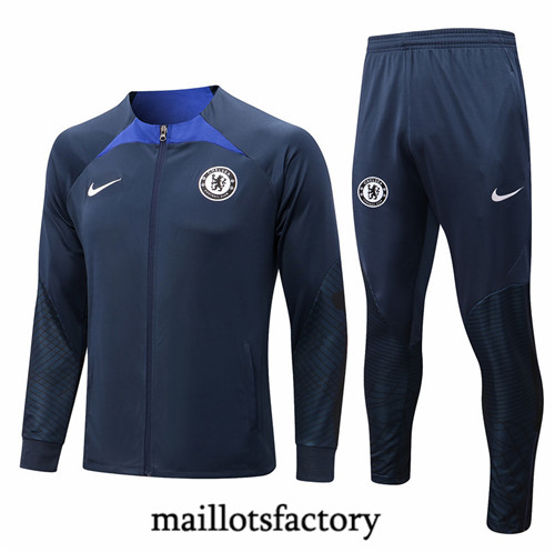 Maillots factory 23122 Veste Survetement du foot Chelsea 2022/23 Bleu Pas Cher Fiable