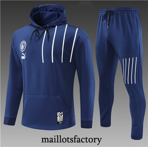 Maillots factory 23280 Survetement Enfant du foot Manchester City 2022/23 à capuche Bleu Pas Cher Fiable