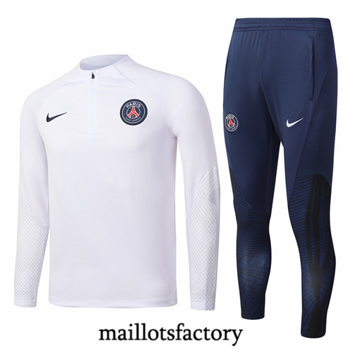 Maillots factory 23218 Survetement Enfant du foot Paris PSG 2022/23 Blanc Pas Cher Fiable