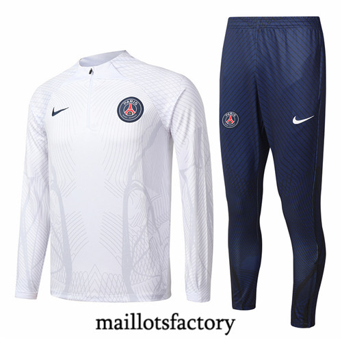 Maillots factory 23219 Survetement Enfant du foot Paris PSG 2022/23 Blanc Pas Cher Fiable