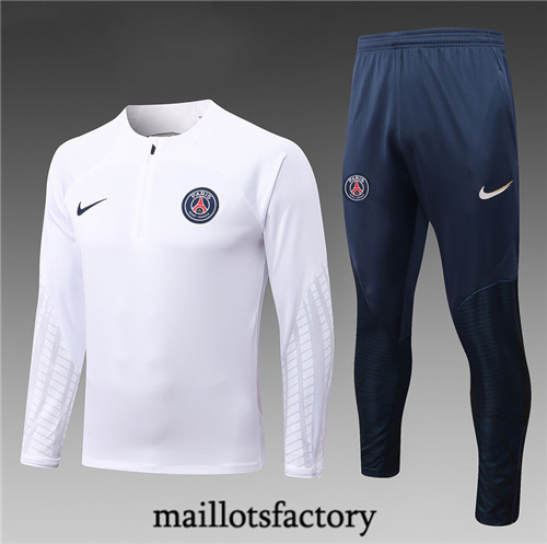 Maillots factory 23229 Survetement Enfant du foot Paris PSG 2022/23 Blanc Pas Cher Fiable