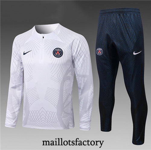 Maillots factory 23231 Survetement Enfant du foot Paris PSG 2022/23 Blanc Pas Cher Fiable