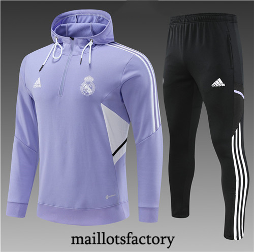 Maillots factory 23183 Survetement Enfant du foot Real Madrid 2022/23 à capuche Pourpre Pas Cher Fiable