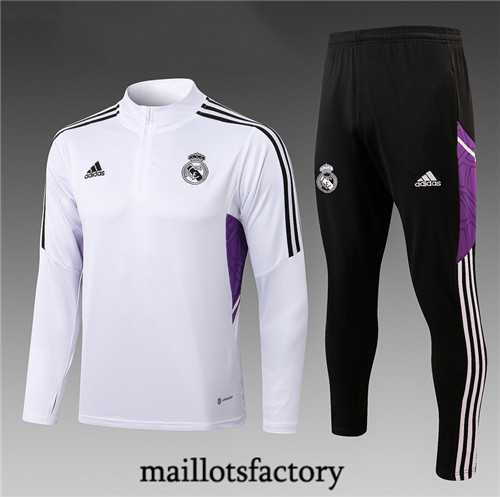 Maillots factory 23195 Survetement Enfant du foot Real Madrid 2022/23 Blanc Pas Cher Fiable