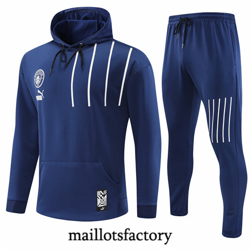Maillots factory 23131 Survetement du foot Manchester City 2022/23 à capuche Bleu Pas Cher Fiable