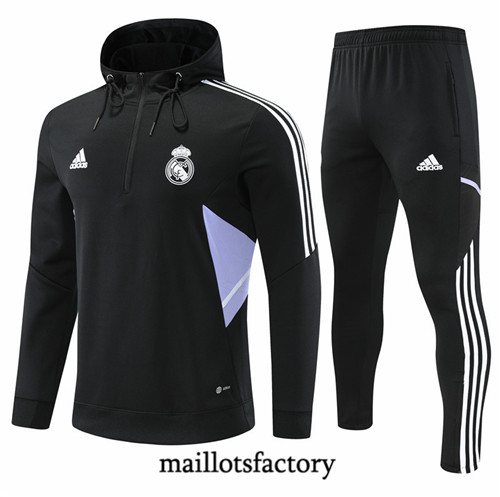 Maillots factory 23024 Survetement du foot Real Madrid 2022/23 à capuche Noir Pas Cher Fiable