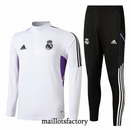 Maillots factory 23034 Survetement du foot Real Madrid 2022/23 Blanc Pas Cher Fiable
